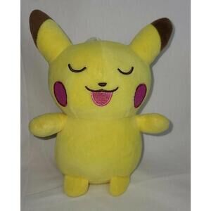 Pokemon Pikachu  9” Plush Happy Closed Eyes Suction Cup Soft Rare Hard to Find